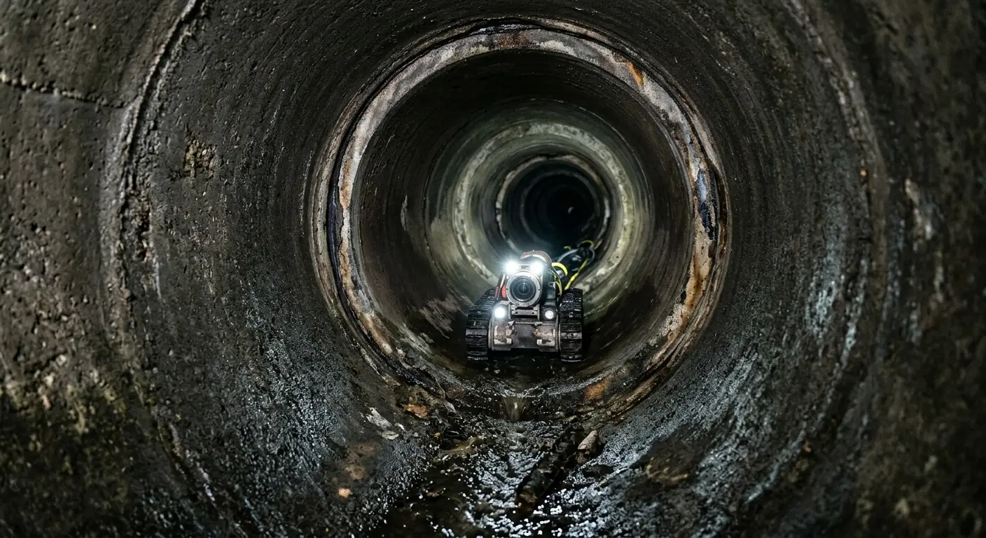Robotic sewer camera inspecting pipe interior for Sewer Line Repair in North Oaks